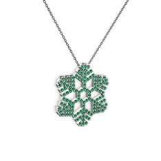 Neva Kar Tanesi Kolye - Yeşil kuvars 18 ayar beyaz altın kolye (40 cm gümüş rolo zincir) #jp44i3