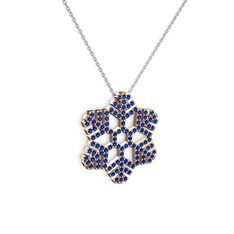 Neva Kar Tanesi Kolye - Lab safir 8 ayar rose altın kolye (40 cm beyaz altın rolo zincir) #k0ohh