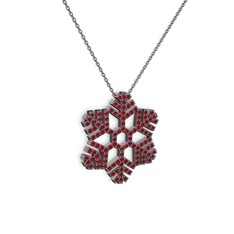 Neva Kar Tanesi Kolye - Garnet 925 ayar siyah rodyum kaplama gümüş kolye (40 cm gümüş rolo zincir) #nnxpj5