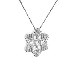 Pırlanta 925 ayar gümüş kolye (1.32 karat, 40 cm gümüş rolo zincir)