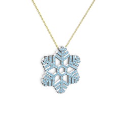 Neva Kar Tanesi Kolye - Akuamarin 14 ayar beyaz altın kolye (40 cm altın rolo zincir) #oncq1w