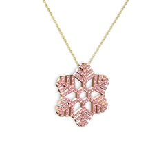 Neva Kar Tanesi Kolye - Pembe kuvars 14 ayar rose altın kolye (40 cm altın rolo zincir) #q01nrr