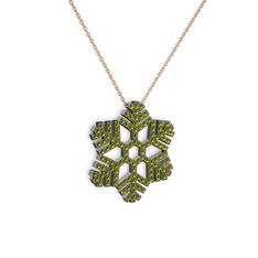 Neva Kar Tanesi Kolye - Peridot 925 ayar siyah rodyum kaplama gümüş kolye (40 cm gümüş rolo zincir) #q2cdit
