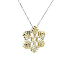 Neva Kar Tanesi Kolye - Swarovski 14 ayar altın kolye (40 cm gümüş rolo zincir) #q3fx3b