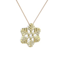 Neva Kar Tanesi Kolye - Beyaz zirkon 8 ayar altın kolye (40 cm rose altın rolo zincir) #x5red4