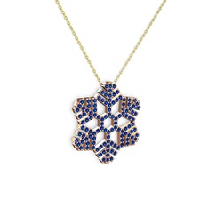 Lab safir 18 ayar rose altın kolye (40 cm altın rolo zincir)