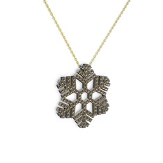 Neva Kar Tanesi Kolye - Dumanlı kuvars 925 ayar siyah rodyum kaplama gümüş kolye (40 cm altın rolo zincir) #yvee9x