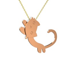 Puffy Kedi Kolye - 14 ayar rose altın kolye (40 cm gümüş rolo zincir) #1as71co