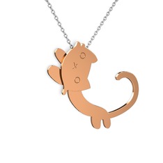 Puffy Kedi Kolye - 8 ayar rose altın kolye (40 cm beyaz altın rolo zincir) #9xccza