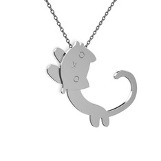 14 ayar beyaz altın kolye (40 cm gümüş rolo zincir)