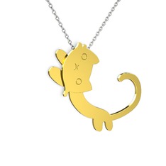 Puffy Kedi Kolye - 18 ayar altın kolye (40 cm beyaz altın rolo zincir) #vens7s