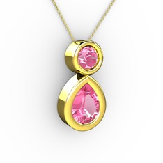 Pembe kuvars 8 ayar altın kolye (40 cm altın rolo zincir)