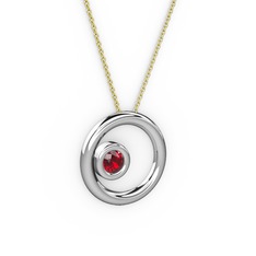Calista Kolye - Garnet 925 ayar gümüş kolye (40 cm gümüş rolo zincir) #1334vps