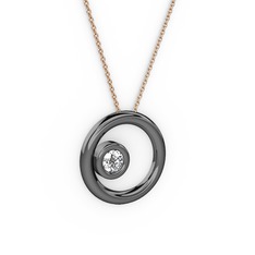 Calista Kolye - Swarovski 925 ayar siyah rodyum kaplama gümüş kolye (40 cm rose altın rolo zincir) #13n83i3