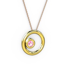 Calista Kolye - Pembe kuvars 14 ayar altın kolye (40 cm rose altın rolo zincir) #17b20l7