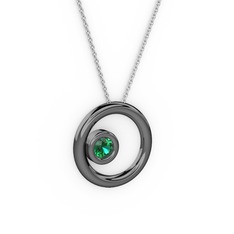 Calista Kolye - Yeşil kuvars 925 ayar siyah rodyum kaplama gümüş kolye (40 cm gümüş rolo zincir) #1iqflvi