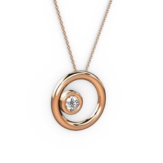 Swarovski 8 ayar rose altın kolye (40 cm rose altın rolo zincir)