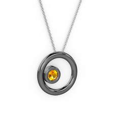 Calista Kolye - Sitrin 925 ayar siyah rodyum kaplama gümüş kolye (40 cm beyaz altın rolo zincir) #1xgnqgw