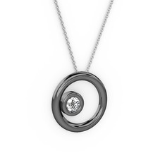 Calista Kolye - Swarovski 925 ayar siyah rodyum kaplama gümüş kolye (40 cm beyaz altın rolo zincir) #5n6hgs