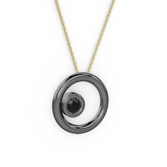 Calista Kolye - Siyah zirkon 925 ayar siyah rodyum kaplama gümüş kolye (40 cm gümüş rolo zincir) #f995u3