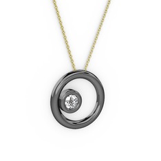 Calista Kolye - Swarovski 925 ayar siyah rodyum kaplama gümüş kolye (40 cm altın rolo zincir) #k8geer