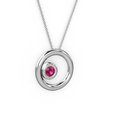 Calista Kolye - Rodolit garnet 14 ayar beyaz altın kolye (40 cm beyaz altın rolo zincir) #mkdalk