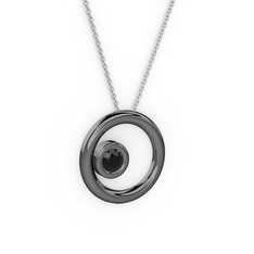 Calista Kolye - Siyah zirkon 925 ayar siyah rodyum kaplama gümüş kolye (40 cm beyaz altın rolo zincir) #r9zoyx