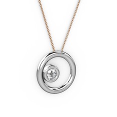 Swarovski 18 ayar beyaz altın kolye (40 cm rose altın rolo zincir)