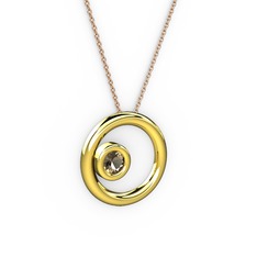 Calista Kolye - Dumanlı kuvars 18 ayar altın kolye (40 cm rose altın rolo zincir) #w3u9ns