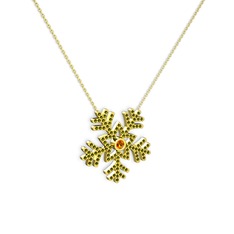Lumi Kar Tanesi Kolye - Sitrin ve peridot 18 ayar altın kolye (40 cm altın rolo zincir) #11btbpi
