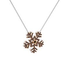 Lumi Kar Tanesi Kolye - Peridot ve siyah zirkon 18 ayar rose altın kolye (40 cm beyaz altın rolo zincir) #11oceyr