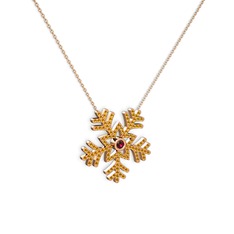 Lumi Kar Tanesi Kolye - Rodolit garnet ve sitrin 18 ayar rose altın kolye (40 cm rose altın rolo zincir) #12nxvpp