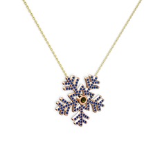 Peridot ve lab safir 18 ayar rose altın kolye (40 cm altın rolo zincir)
