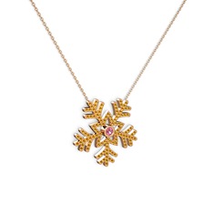 Lumi Kar Tanesi Kolye - Pembe kuvars ve sitrin 925 ayar rose altın kaplama gümüş kolye (40 cm rose altın rolo zincir) #13vusuh