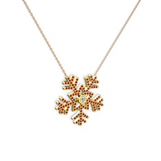 Pırlanta ve garnet 8 ayar altın kolye (0.11 karat, 40 cm rose altın rolo zincir)