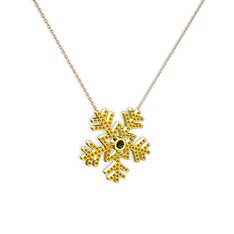Peridot ve sitrin 14 ayar altın kolye (40 cm rose altın rolo zincir)