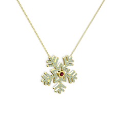 Rodolit garnet ve akuamarin 18 ayar altın kolye (40 cm altın rolo zincir)