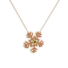 Dumanlı kuvars ve rodolit garnet 925 ayar altın kaplama gümüş kolye (40 cm rose altın rolo zincir)