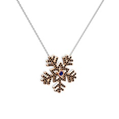 Lumi Kar Tanesi Kolye - Lab safir ve siyah zirkon 14 ayar rose altın kolye (40 cm beyaz altın rolo zincir) #1aj5qak