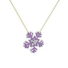 Lumi Kar Tanesi Kolye - Swarovski ve ametist 925 ayar gümüş kolye (40 cm altın rolo zincir) #1aoak01