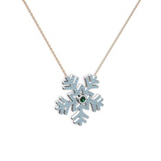 Lumi Kar Tanesi Kolye - Yeşil kuvars ve akuamarin 925 ayar gümüş kolye (40 cm gümüş rolo zincir) #1bnnuyv