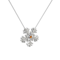 Sitrin ve swarovski 8 ayar beyaz altın kolye (40 cm beyaz altın rolo zincir)
