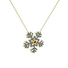Lumi Kar Tanesi Kolye - Garnet ve lab safir 925 ayar altın kaplama gümüş kolye (40 cm gümüş rolo zincir) #1cpwyhd