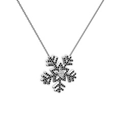 Lumi Kar Tanesi Kolye - Swarovski ve siyah zirkon 925 ayar gümüş kolye (40 cm gümüş rolo zincir) #1cx1l0h