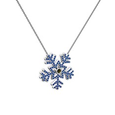 Lumi Kar Tanesi Kolye - Peridot ve lab safir 14 ayar beyaz altın kolye (40 cm gümüş rolo zincir) #1dr4gvk