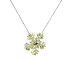 Peridot ve akuamarin 14 ayar altın kolye (40 cm beyaz altın rolo zincir)