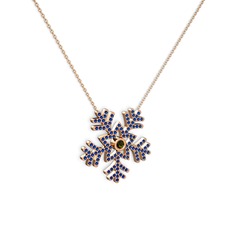 Lumi Kar Tanesi Kolye - Peridot ve lab safir 925 ayar rose altın kaplama gümüş kolye (40 cm rose altın rolo zincir) #1hgaoyu
