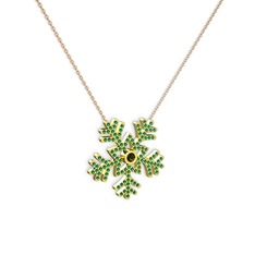 Lumi Kar Tanesi Kolye - Peridot ve yeşil kuvars 18 ayar altın kolye (40 cm rose altın rolo zincir) #1juxfoz
