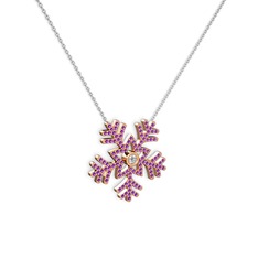 Lumi Kar Tanesi Kolye - Swarovski ve ametist 8 ayar rose altın kolye (40 cm beyaz altın rolo zincir) #1jy6ein