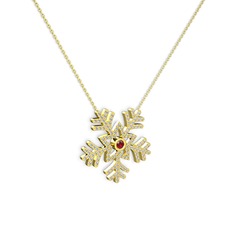 Garnet ve swarovski 14 ayar altın kolye (40 cm gümüş rolo zincir)